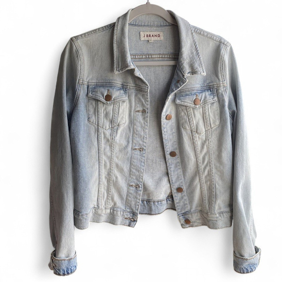 J Brand White Washed Light Blue Designer Jean Jacket Women’s L - Picture 1 of 4